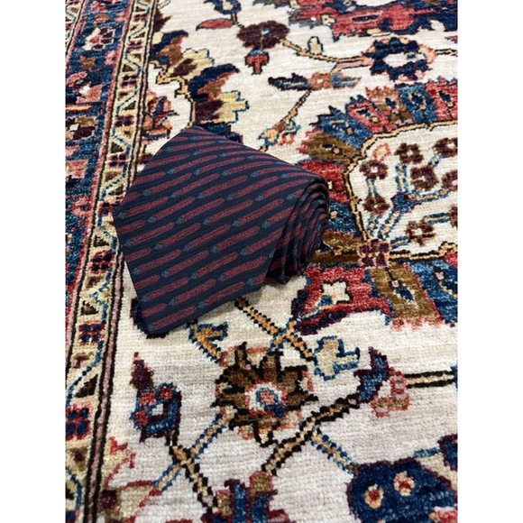 Men’s Giorgio Armani Cravatte Pure Silk Red Horizontal Stripe Geometric Neck Tie - Picture 1 of 5